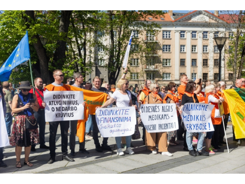 Sostinėje iki 1 tūkst. profsąjungų atstovų reikalauja mažinti suvaržymus streikams